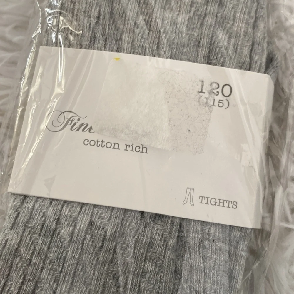 NWT little girl Gray ribbed stocking tights